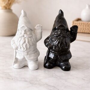 Vintage Gnome Salt & Pepper Shakers – Black & White